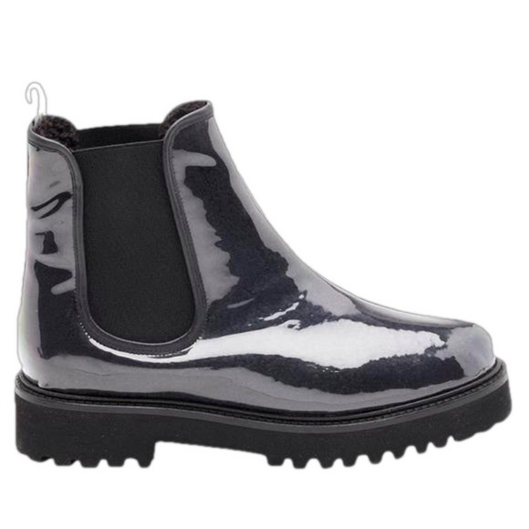 Andre Assous Shoes - Andre Assous Peggy Vinyl Featherweights Faux Shearling Black Chelsea Boot Size 8